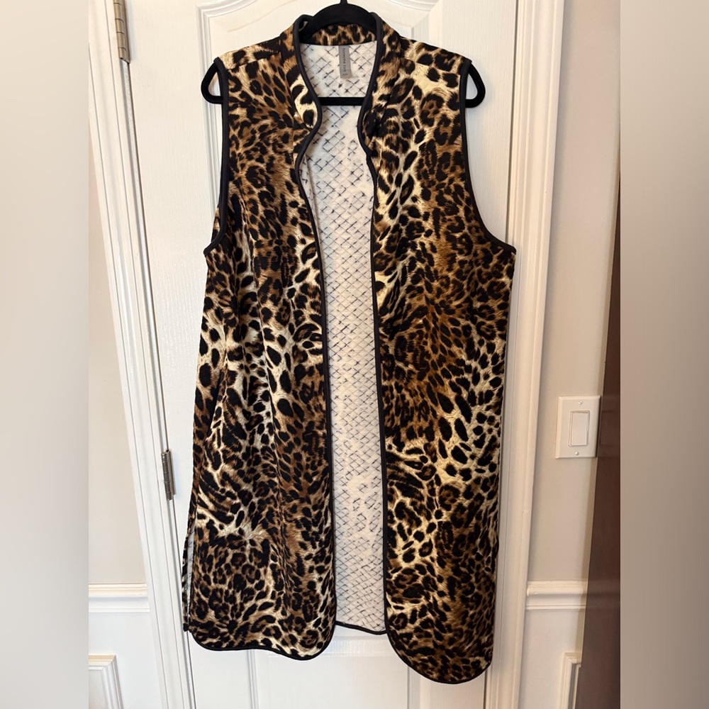 Honeyme Curvy Leopard print Duster Vest Sz XXL